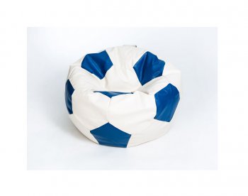 Кресло-мешок Мяч большой Экокожа бело-синее в Югорске - yugorsk.mebel-74.com | фото