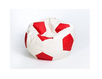 Кресло-мешок Мяч большой Экокожа бело-красное в Югорске - yugorsk.mebel-74.com | фото