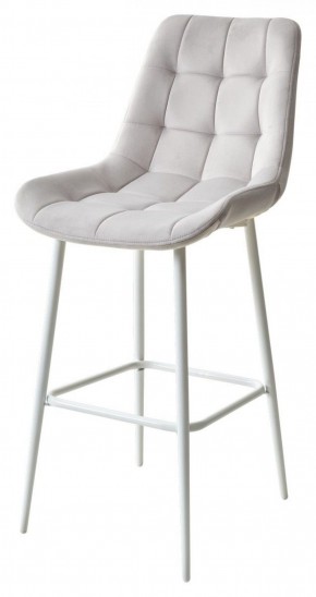 Барный стул ХОФМАН, цвет H-09 Светло-серый, велюр / белый каркас М-City в Югорске - yugorsk.mebel-74.com | фото