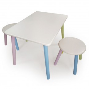 Детский комплект стол и два табурета круглых  (Белый, Белый, Цветной) в Югорске - yugorsk.mebel-74.com | фото