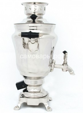 Электрический самовар из латуни никелированный на 1,5 литра форма "Тюльпан" с защитой от выкипания в Югорске - yugorsk.mebel-74.com | фото