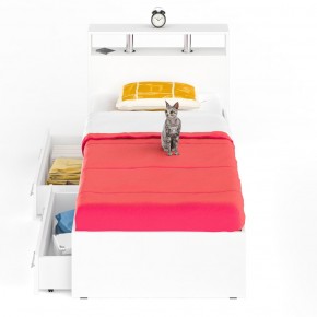 Камелия Кровать с ящиками 0900, цвет белый, ШхГхВ 93,5х217х78,2 см., сп.м. 900х2000 мм., без матраса, основание есть в Югорске - yugorsk.mebel-74.com | фото