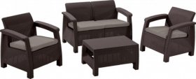 Комплект мебели Корфу сет (Corfu set) коричневый - серо-бежевый * в Югорске - yugorsk.mebel-74.com | фото