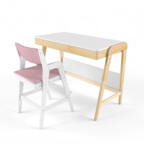 Комплект растущий стол и стул с чехлом 38 попугаев «Вуди» (Белый, Белый, Розовый) в Югорске - yugorsk.mebel-74.com | фото
