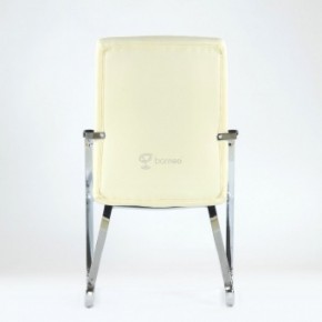 Кресло Barneo K-25 для посетителей и переговорных (хром, бежевая экокожа) в Югорске - yugorsk.mebel-74.com | фото
