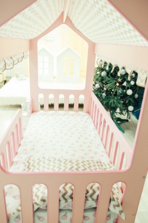 Кровать-домик без ящика 800*1600 (Розовый) в Югорске - yugorsk.mebel-74.com | фото