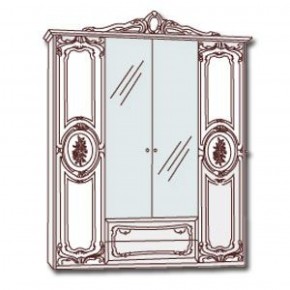 Шкаф 4-х дверный с зеркалами (01.144) Роза (могано) в Югорске - yugorsk.mebel-74.com | фото
