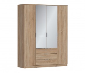 Шкаф 4х дверный с зеркалами Николь СБ-2595/1 (Дуб Сонома) в Югорске - yugorsk.mebel-74.com | фото