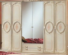 Шкаф 6-и дверный с зеркалами (01.146) Роза (беж) в Югорске - yugorsk.mebel-74.com | фото