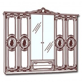Шкаф 6-и дверный с зеркалами (01.146) Роза (беж) в Югорске - yugorsk.mebel-74.com | фото