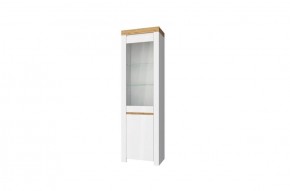 Шкаф с витриной  1V1D, TAURUS, цвет белый/дуб вотан в Югорске - yugorsk.mebel-74.com | фото