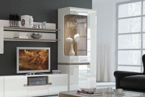Шкаф с витриной 3D/TYP 01L, LINATE ,цвет белый/сонома трюфель в Югорске - yugorsk.mebel-74.com | фото