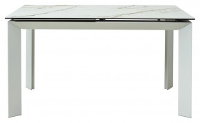 Стол CREMONA 180 KL-188 Контрастный мрамор матовый, итальянская керамика/ белый каркас, ®DISAUR в Югорске - yugorsk.mebel-74.com | фото