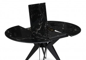 Стол стеклянный Рикла 110(150)х110х76 черный мрамор / черный в Югорске - yugorsk.mebel-74.com | фото